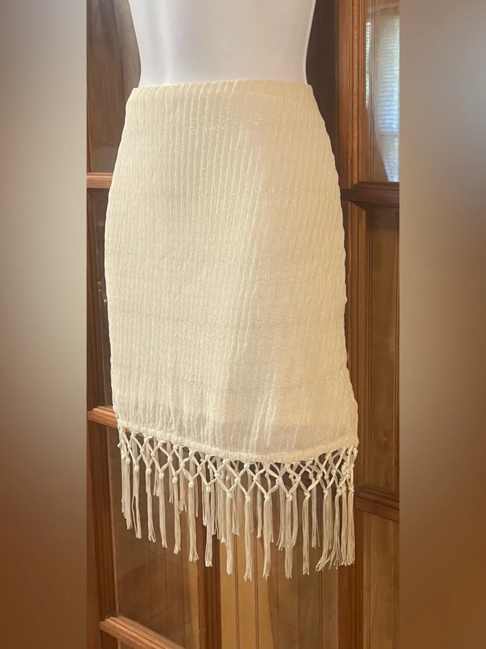 Vici Cream Two-Piece Skirt Set with Fringe - Picture 7 of 9